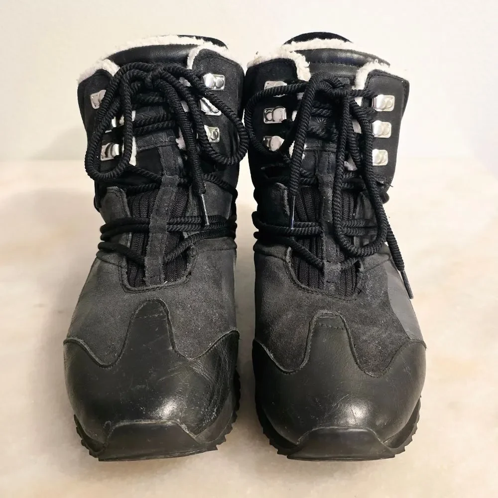 Reebok Frostopia Winter Thinsulate Black Leather Boots 9.5